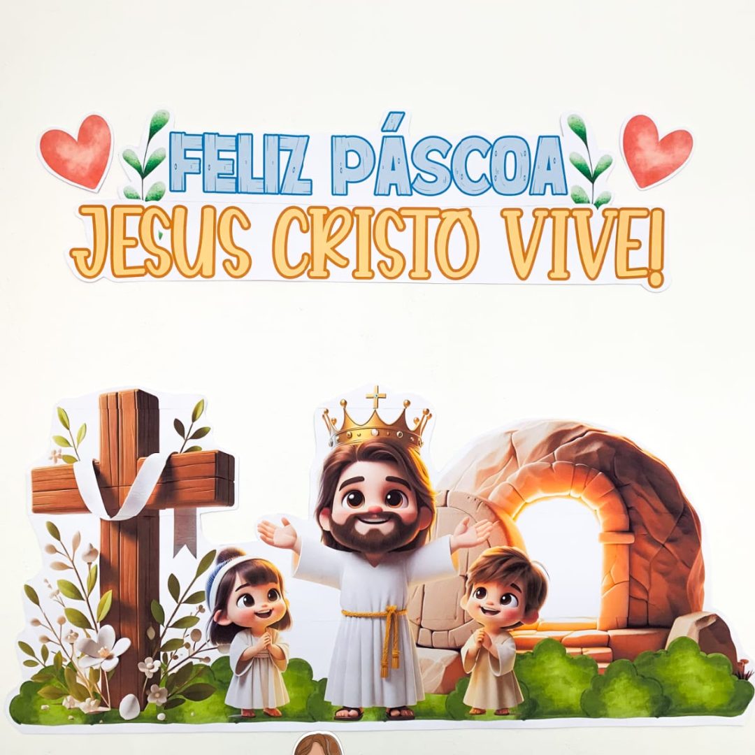 Painel de Páscoa Cristã – Jesus Cristo Vive! ✨