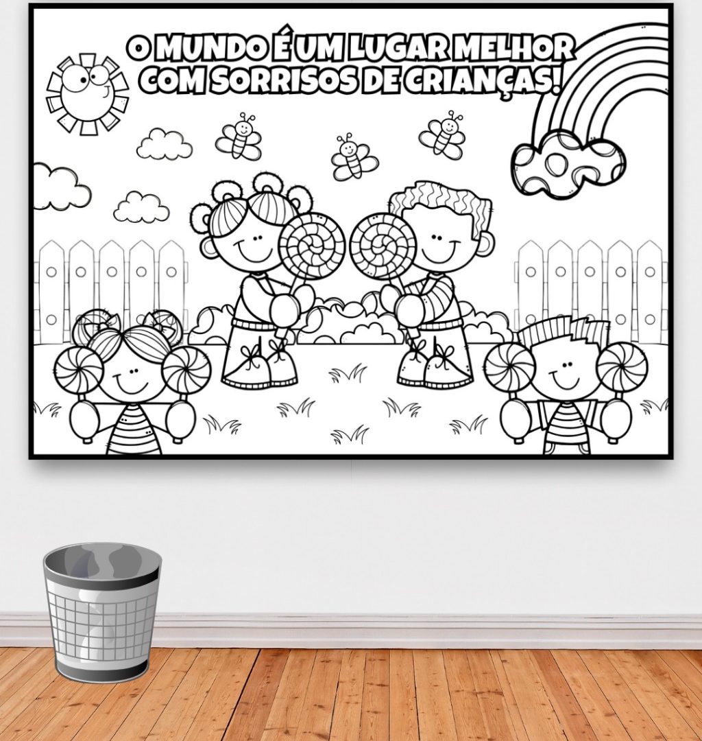 CARTAZ DIA DAS CRIANÇAS - PARA COLORIR 🥰✨