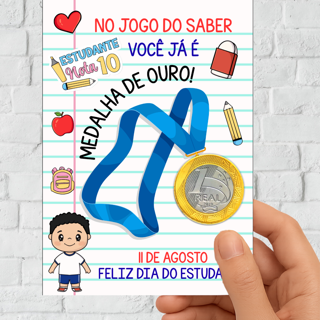 CARTÃO MEDALHA - DIA DO ESTUDANTE